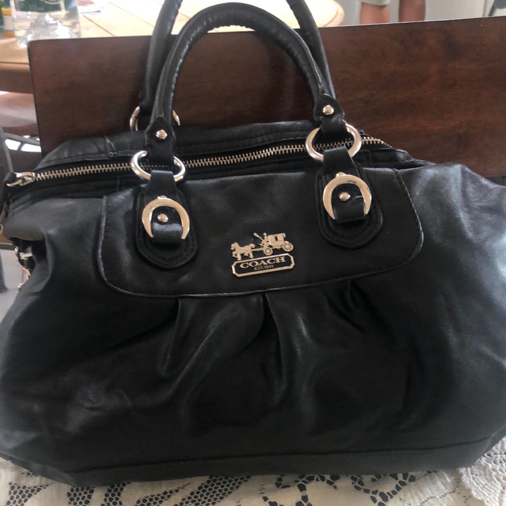 Coach black leather satchel silver hardware good condition
